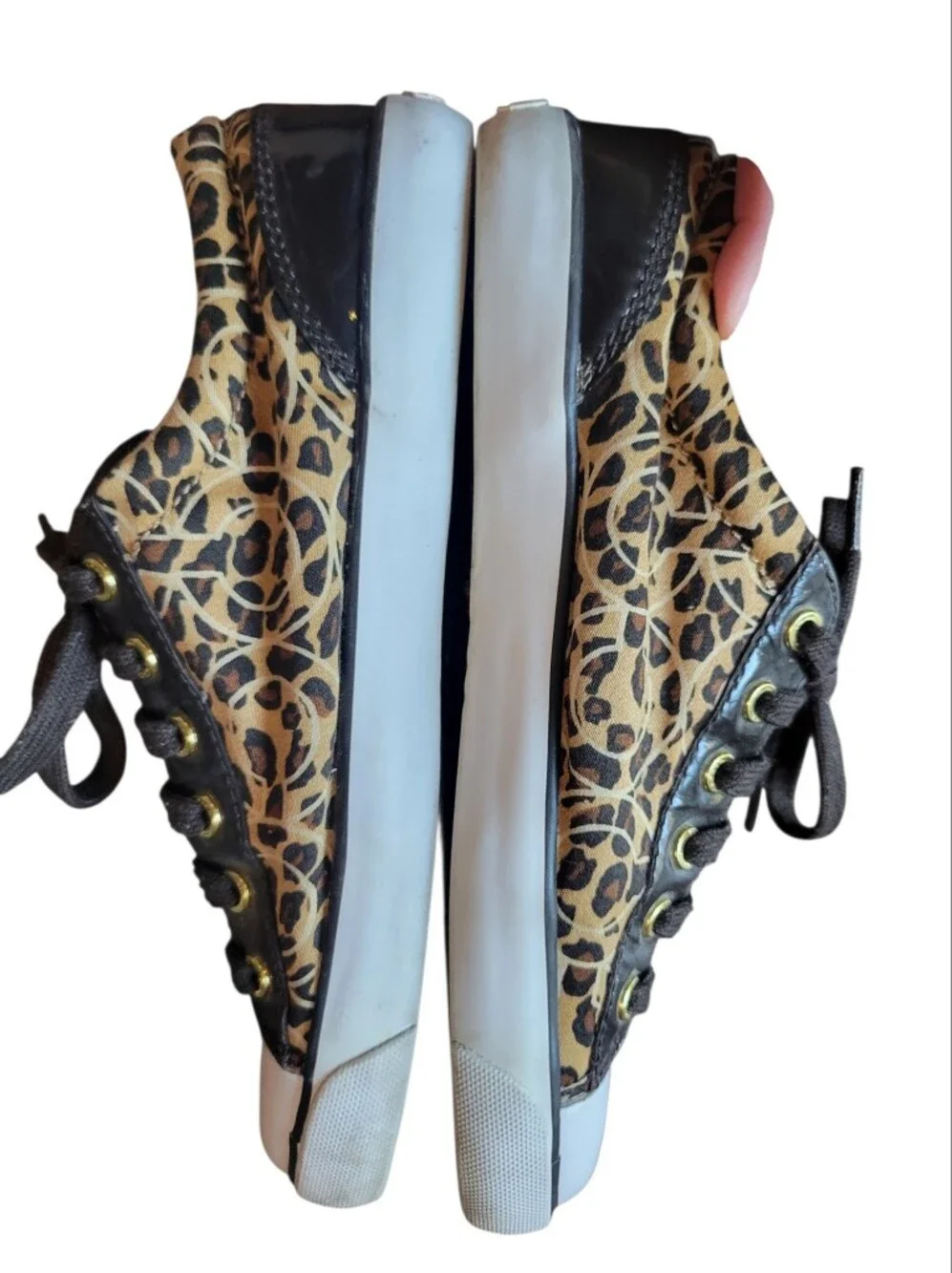 Coach Gema Animal Print Brown Tan White Sneakers Shoes